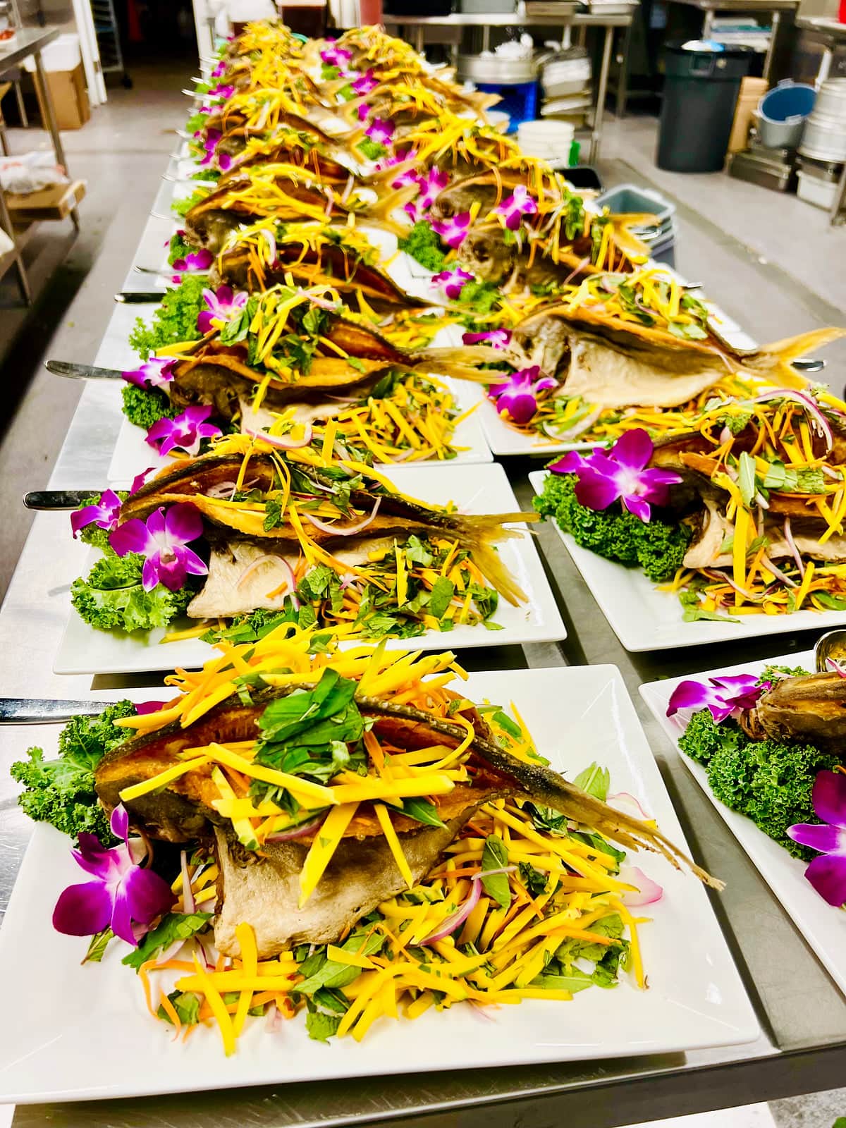 Deep Fried Fish & Mango Salad — Gõ Seattle Catering